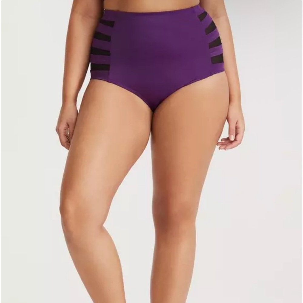 NWT! 💜 TORRID High-Rise Ladder Side Swim Bottoms – Purple, Size 00 (M/L), NWT - Picture 8 of 9